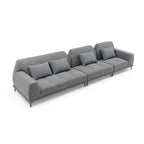 Grand canapé d'angle moderne amovible en tissu gris avec coussins