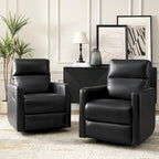 Josefa Modern Genuine Leather Swivel Rocker Recliner Set of 2 by Hulala Home