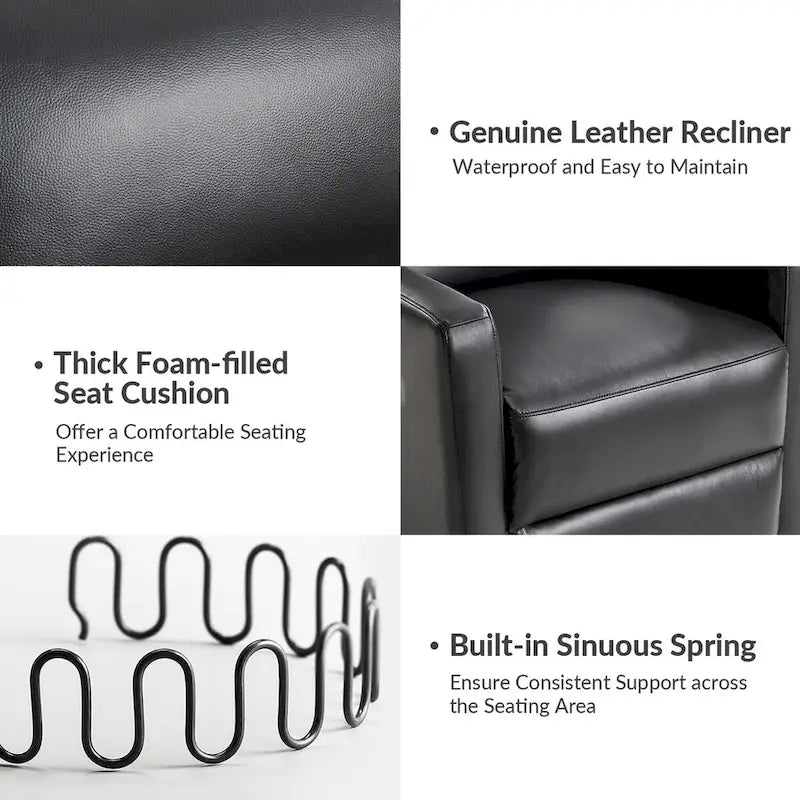 Ensemble de 2 fauteuils inclinables pivotants en cuir véritable Josefa de Hulala Home