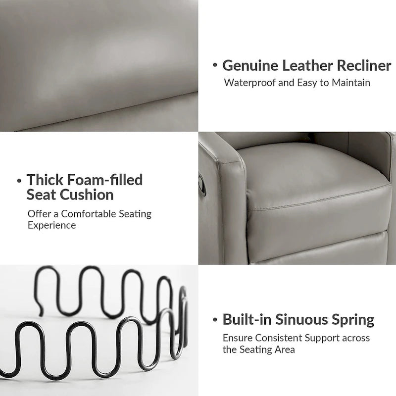 Ensemble de 2 fauteuils inclinables pivotants en cuir véritable Josefa de Hulala Home