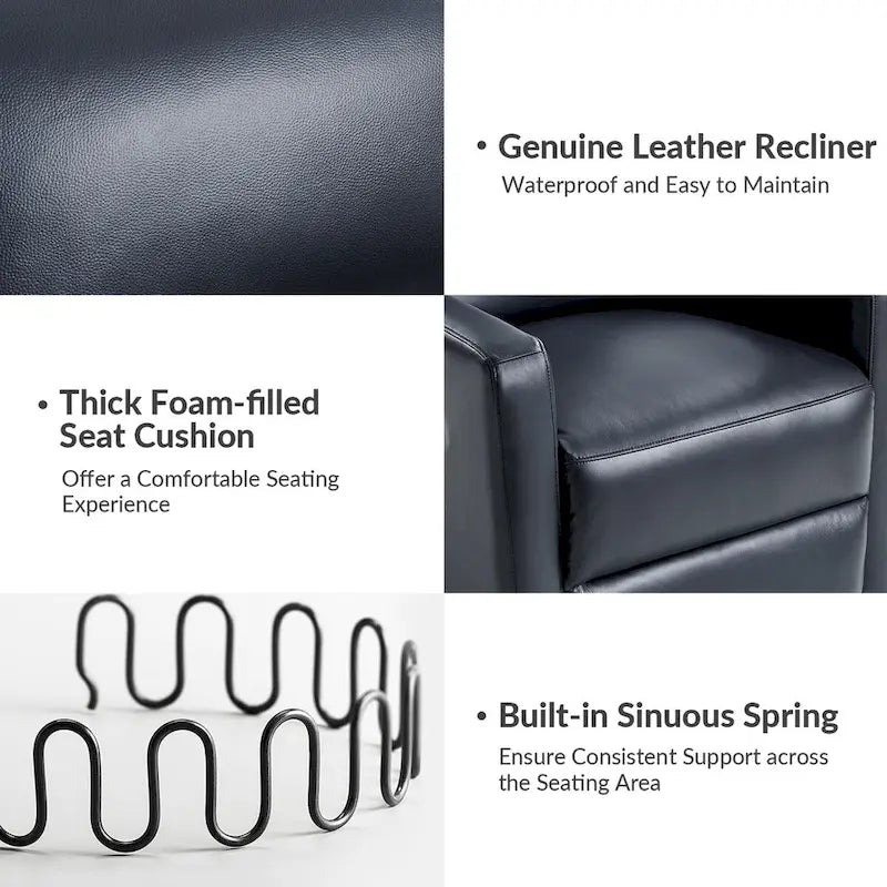 Ensemble de 2 fauteuils inclinables pivotants en cuir véritable Josefa de Hulala Home