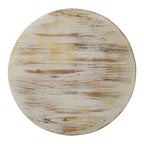 Table basse Alina en bois de manguier sculpté à la main, finition blanche vieillie, 84 cm (33 pouces).