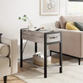 End Table with Charging Station, Narrow Side Table with Drawer and Storage End Table