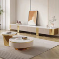 78.7 Modern TV Stands, White Glossy sintered stone top, gold legs, 4 Drawers - 78.74