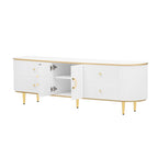 Meuble TV moderne pour téléviseurs jusqu'à 80 pouces, centre multimédia avec 4 tiroirs et 1 placard