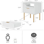 Table de chevet avec station de recharge - 11,81 cm (P) x 15,75 cm (L) x 22,05 cm (H)