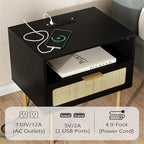 Table de chevet avec station de recharge - 11,81 cm (P) x 15,75 cm (L) x 22,05 cm (H)