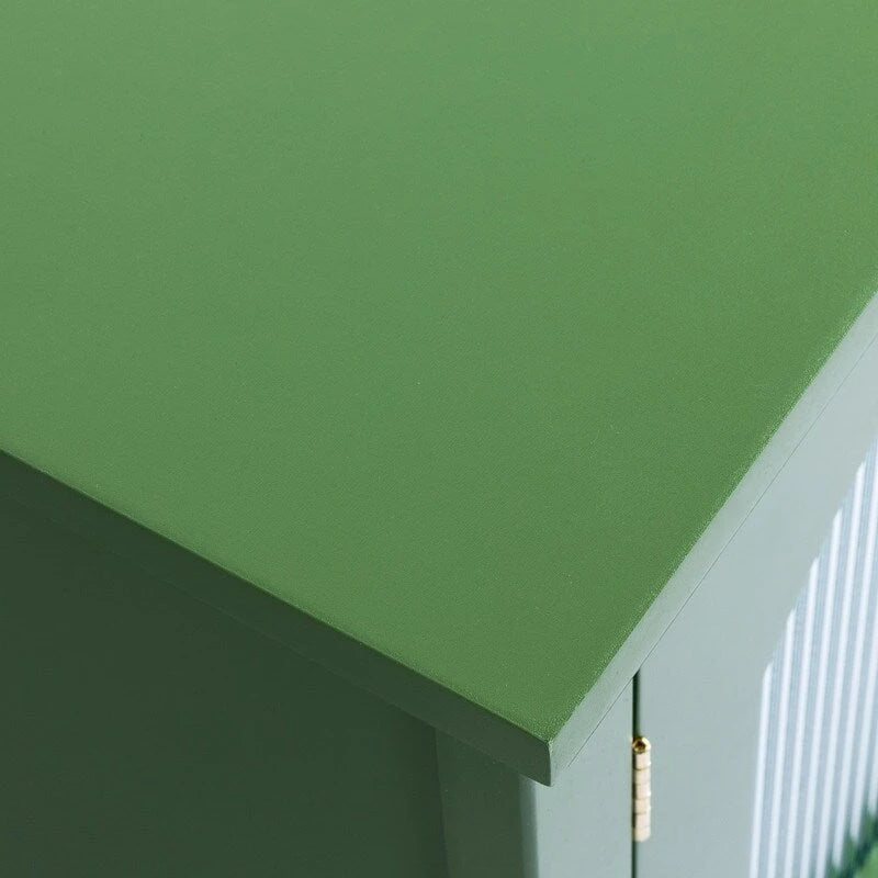 Meuble TV vintage français vert, buffet d'artiste avec portes et étagères vitrées, meuble de rangement pour coin café