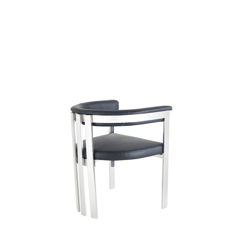 Chaise de salle à manger moderne Modrest Pontiac en cuir végétalien noir et acier inoxydable