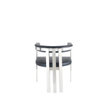 Chaise de salle à manger moderne Modrest Pontiac en cuir végétalien noir et acier inoxydable