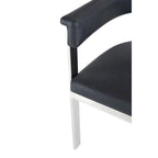 Chaise de salle à manger moderne Modrest Pontiac en cuir végétalien noir et acier inoxydable