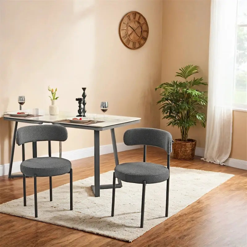 Chaises de salle à manger bouclées, style moderne du milieu du siècle, lot de 2