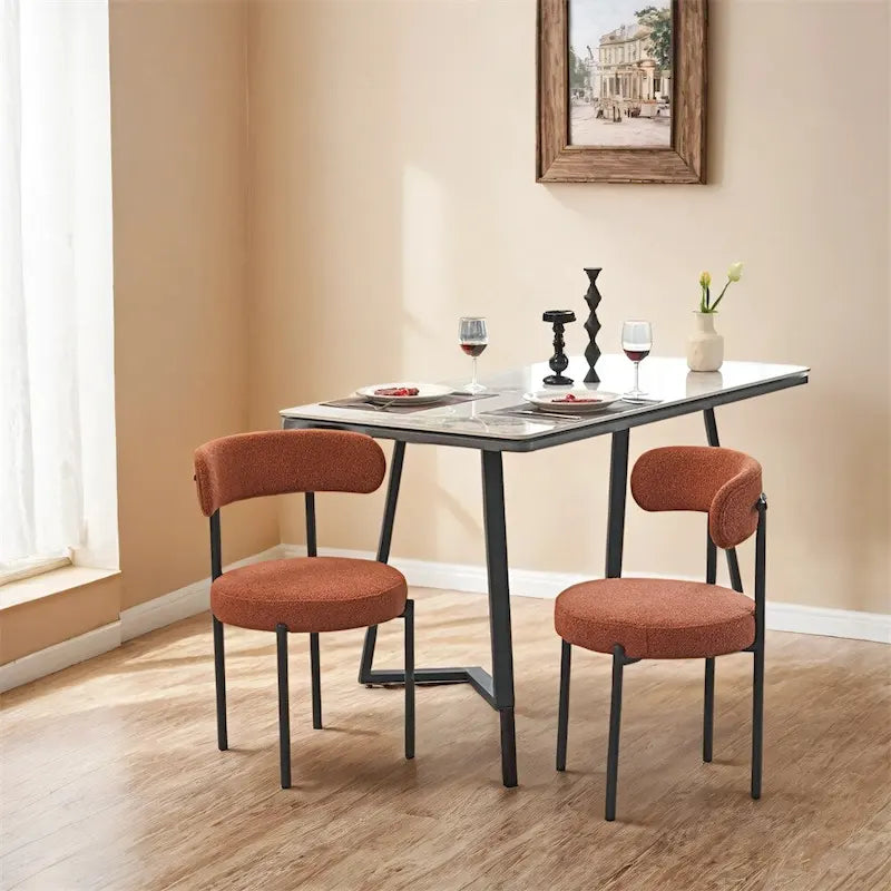 Chaises de salle à manger bouclées, style moderne du milieu du siècle, lot de 2