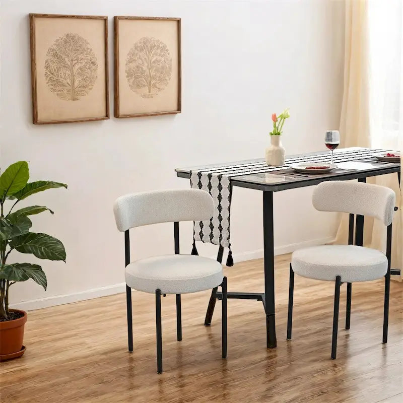 Chaises de salle à manger bouclées, style moderne du milieu du siècle, lot de 2