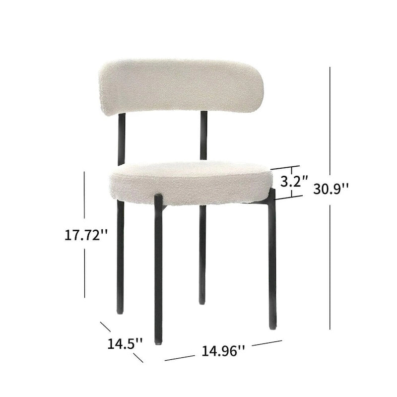 Chaises de salle à manger bouclées, style moderne du milieu du siècle, lot de 2