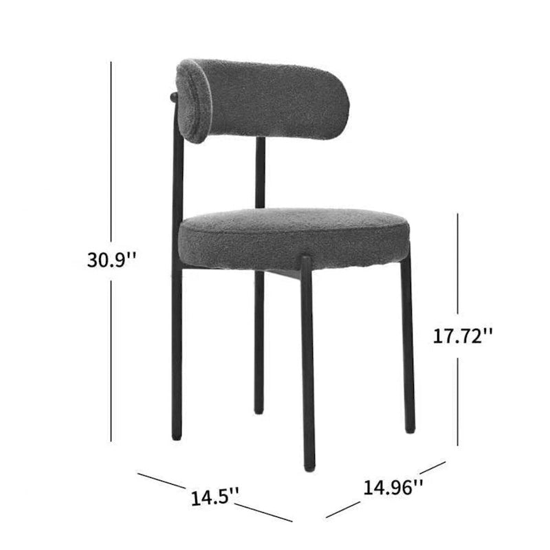 Chaises de salle à manger bouclées, style moderne du milieu du siècle, lot de 2