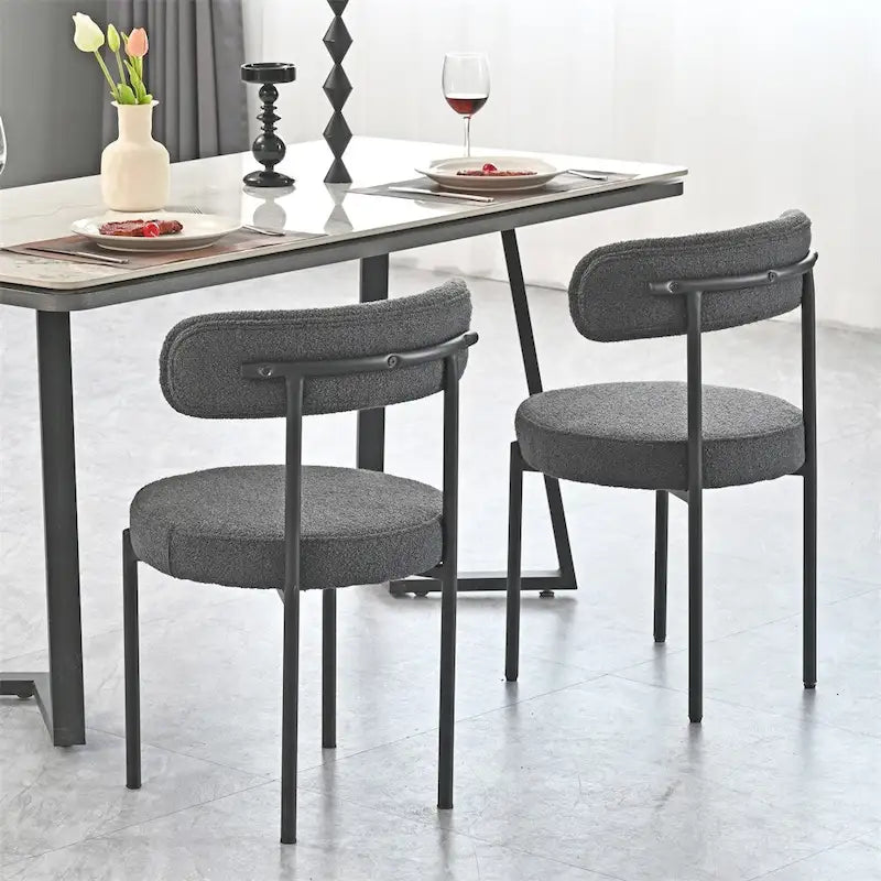 Chaises de salle à manger bouclées, style moderne du milieu du siècle, lot de 2