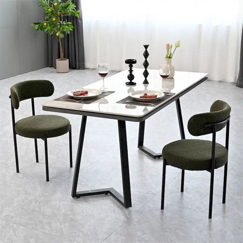 Chaises de salle à manger bouclées, style moderne du milieu du siècle, lot de 2