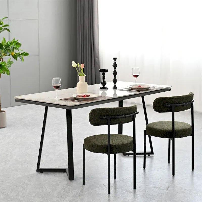 Chaises de salle à manger bouclées, style moderne du milieu du siècle, lot de 2