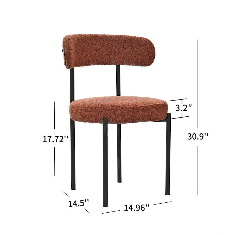 Chaises de salle à manger bouclées, style moderne du milieu du siècle, lot de 2