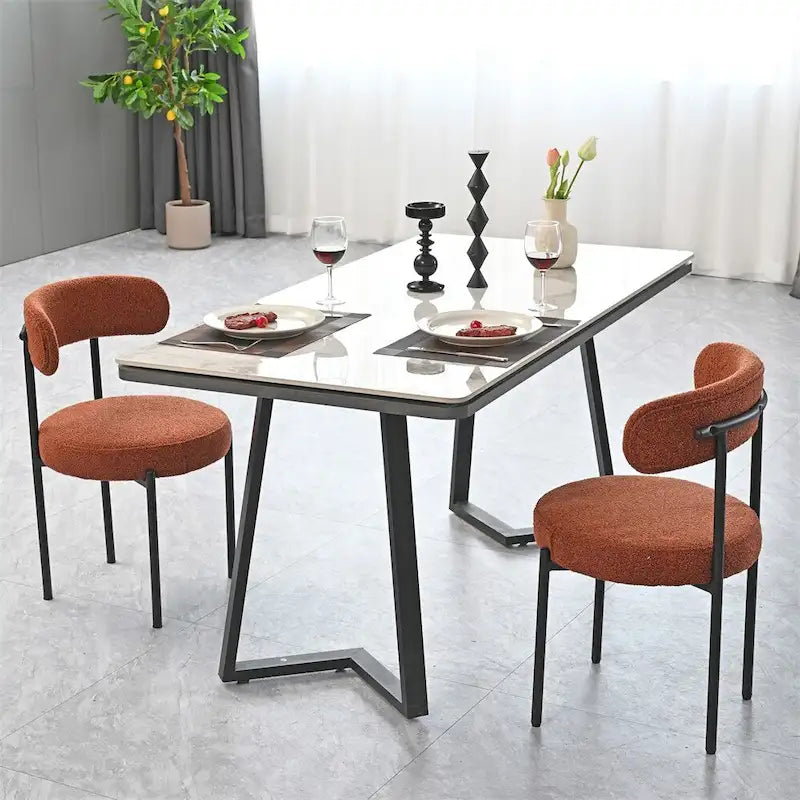 Chaises de salle à manger bouclées, style moderne du milieu du siècle, lot de 2