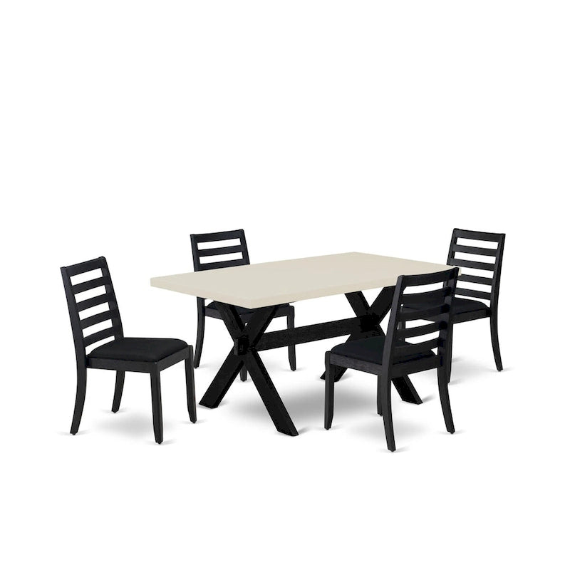 Ensemble de salle à manger East West Furniture - table de cuisine et chaises de salle à manger empilables - Noir brossé (Options de pièces et de sièges)