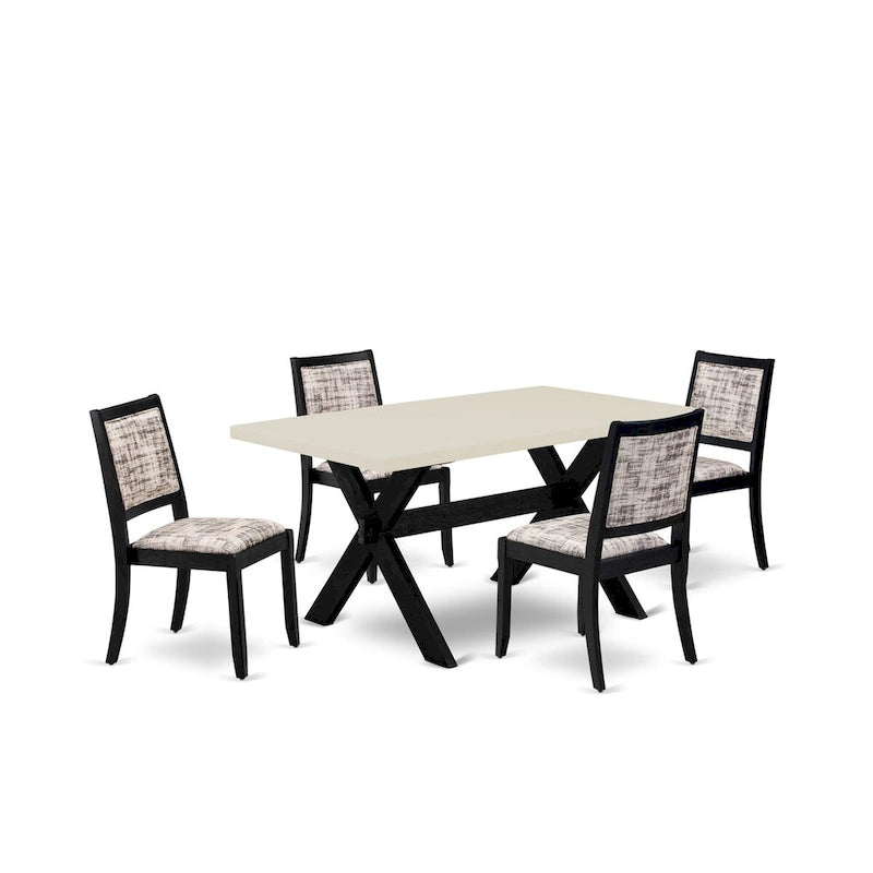 Ensemble de salle à manger East West Furniture - table de cuisine et chaises de salle à manger empilables - Noir brossé (Options de pièces et de sièges)