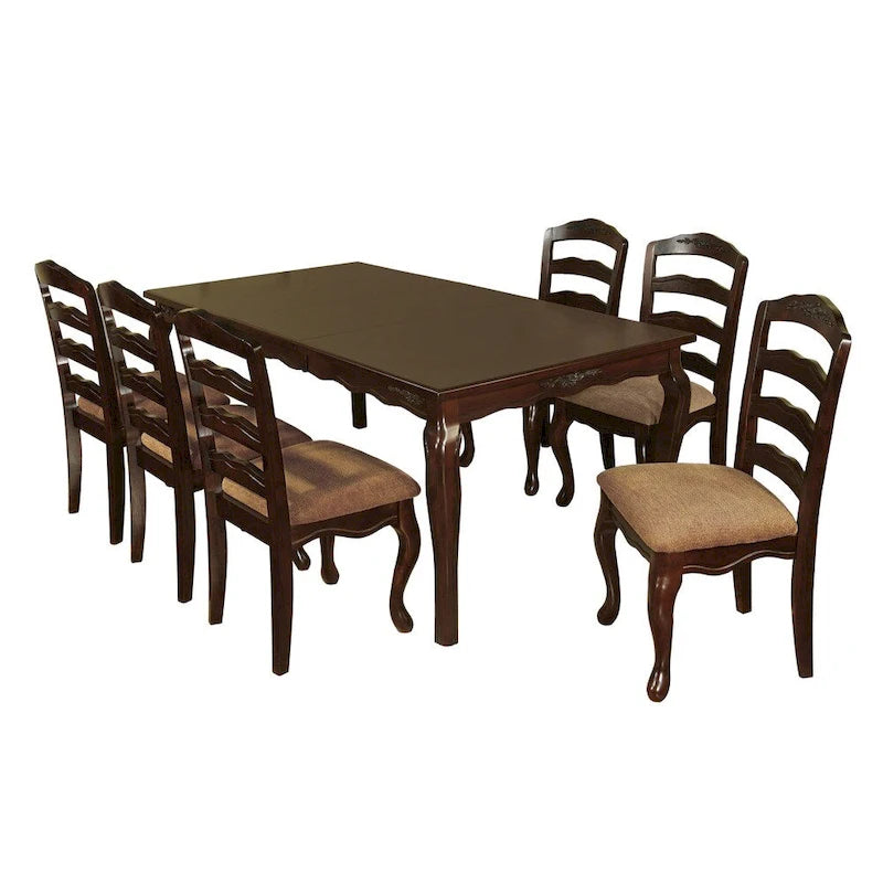 Ensemble de salle à manger traditionnel Shak en bois brun 7 pièces avec rallonge, par Furniture of America