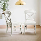 Roundhill Furniture Harola Cross-back Dining Side Chairs in Set of 2, Smoky White Finish