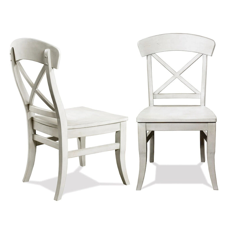 Chaises de salle à manger Roundhill Furniture Harola à dossier croisé, ensemble de 2, finition blanc fumé