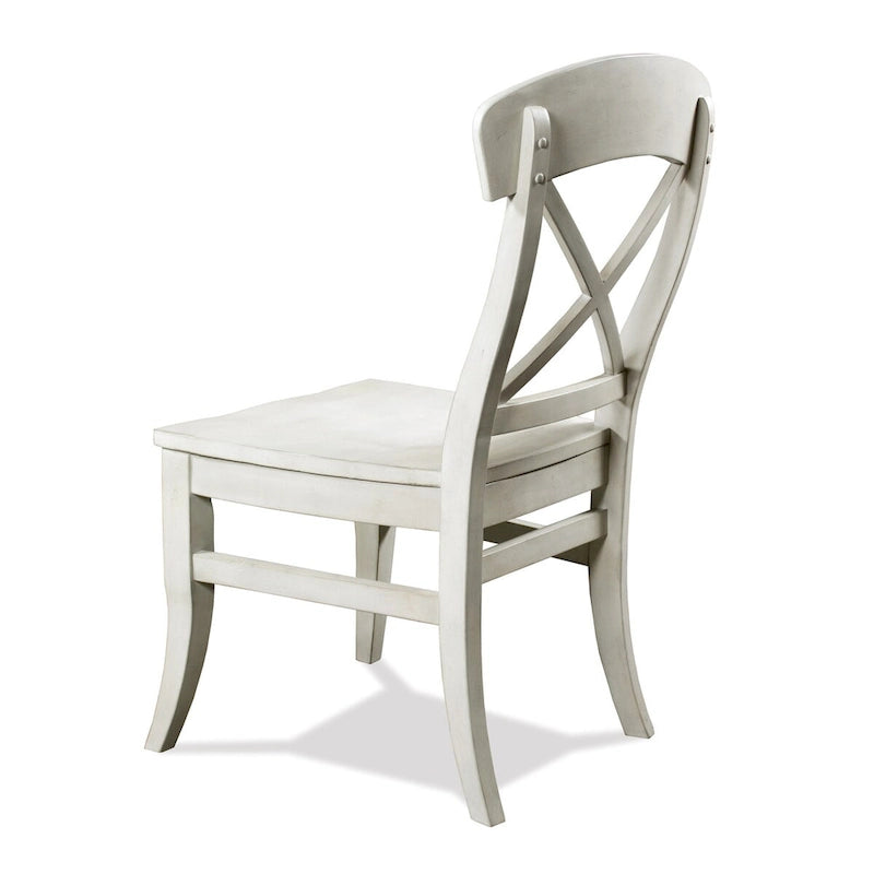 Chaises de salle à manger Roundhill Furniture Harola à dossier croisé, ensemble de 2, finition blanc fumé