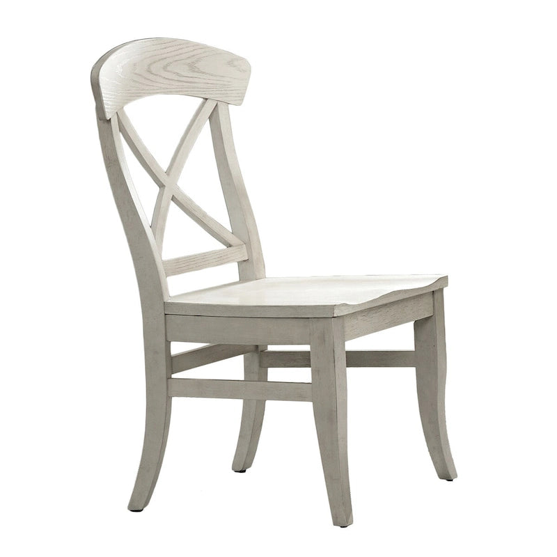 Chaises de salle à manger Roundhill Furniture Harola à dossier croisé, ensemble de 2, finition blanc fumé