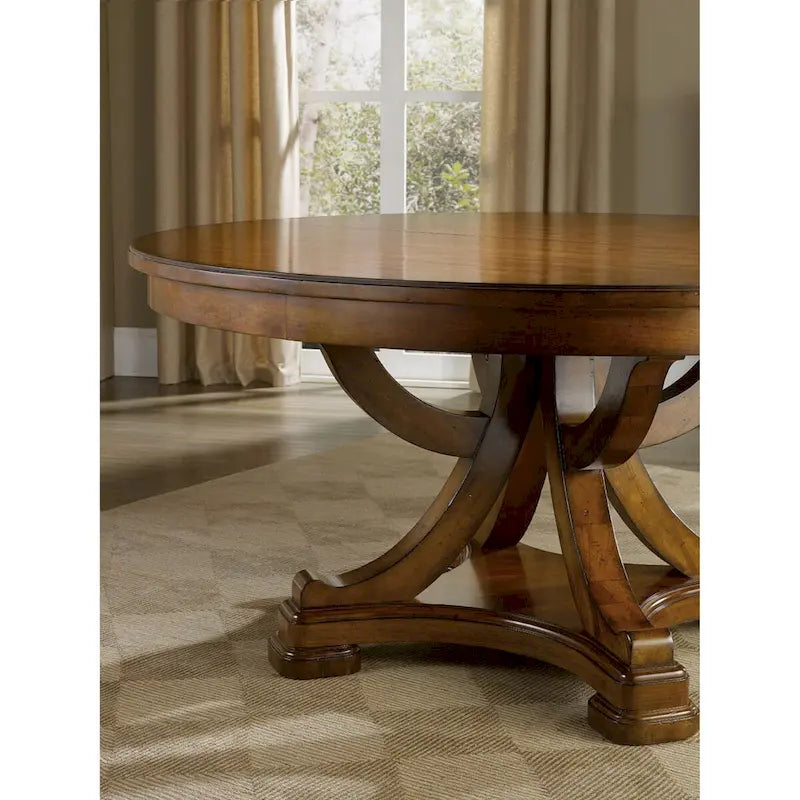Table de salle à manger ronde à pied central Tynecastle avec une rallonge de 45,7 cm (18 pouces) - 152 x 76 x 152 cm (60 x 30 x 60 pouces)