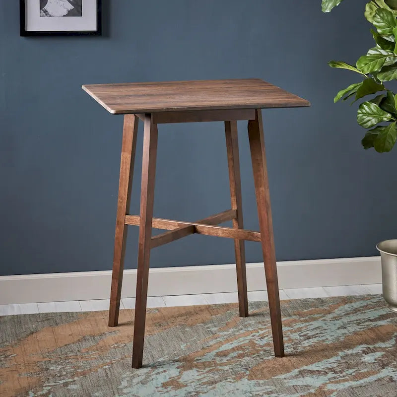 Table de bar moderne de 107 cm (42 pouces), pieds en bois d'hévéa et plateau stratifié