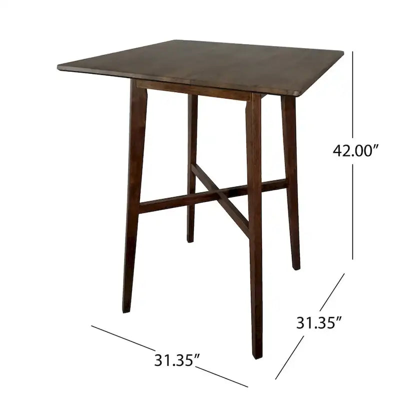 Table de bar moderne de 107 cm (42 pouces), pieds en bois d'hévéa et plateau stratifié