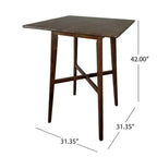 Table de bar moderne de 107 cm (42 pouces), pieds en bois d'hévéa et plateau stratifié