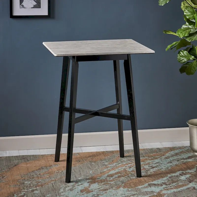 Table de bar moderne de 107 cm (42 pouces), pieds en bois d'hévéa et plateau stratifié