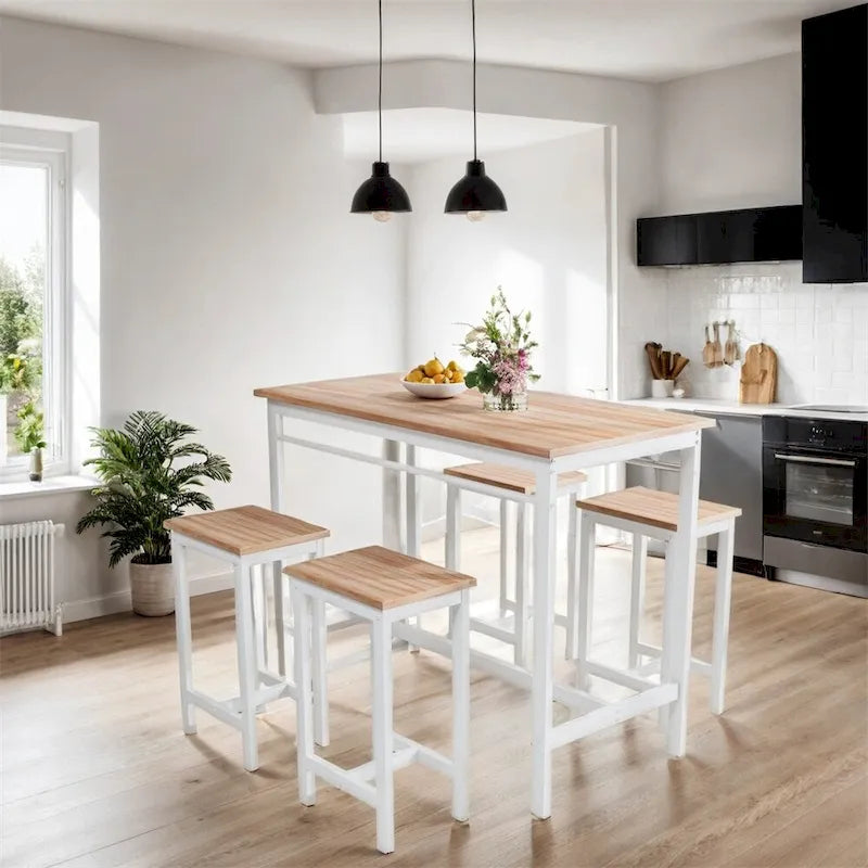 Ensemble de salle à manger moderne 5 pièces (table et chaises) avec structure en métal