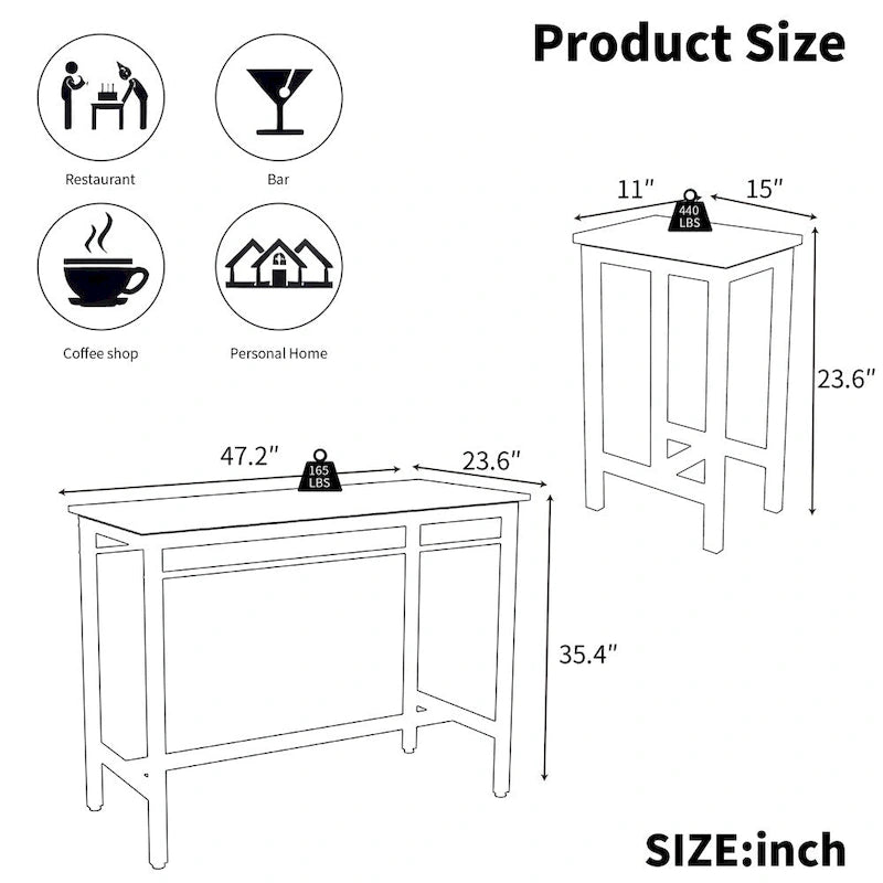 Ensemble de salle à manger moderne 5 pièces (table et chaises) avec structure en métal