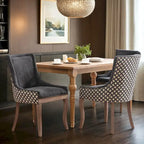 Chaise de salle à manger latérale Ultra, assise en tissu épais, pieds en bois massif aux tons neutres, clous décoratifs en bronze, lot de 2