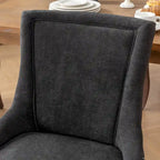 Chaise de salle à manger latérale Ultra, assise en tissu épais, pieds en bois massif aux tons neutres, clous décoratifs en bronze, lot de 2