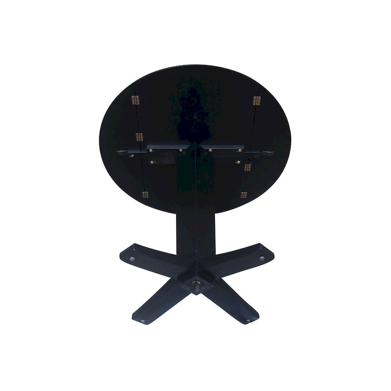 Table de salle à manger ronde à double abattant en bois massif de 42 pouces, hauteur comptoir