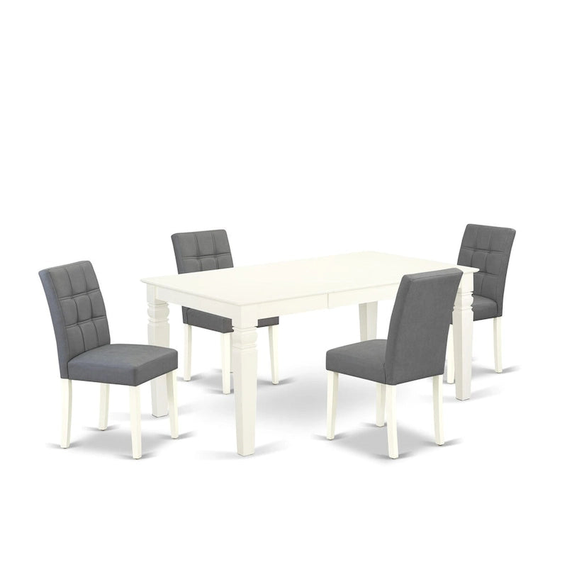 Ensemble de salle à manger East West Furniture comprenant une table de cuisine rectangulaire et des chaises, blanc lin (options de pièces)