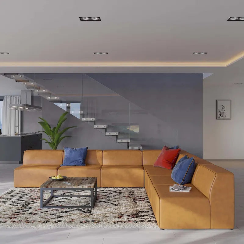 Canapé d'angle 7 pièces Mingle en cuir végétalien