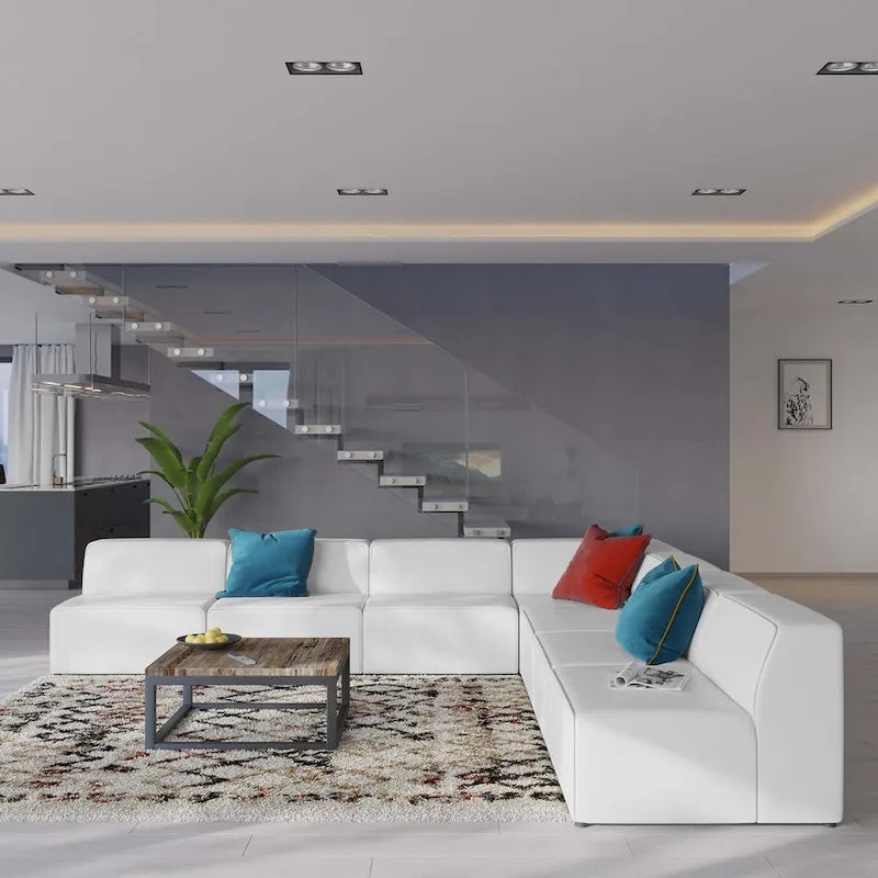 Canapé d'angle 7 pièces Mingle en cuir végétalien