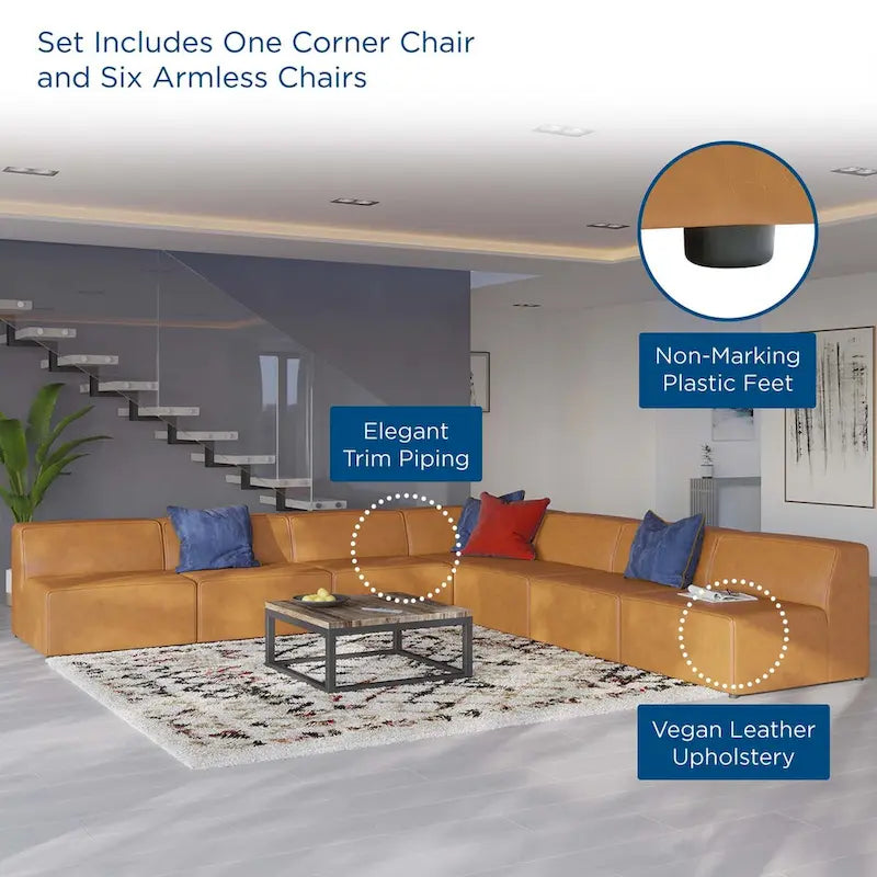 Canapé d'angle 7 pièces Mingle en cuir végétalien