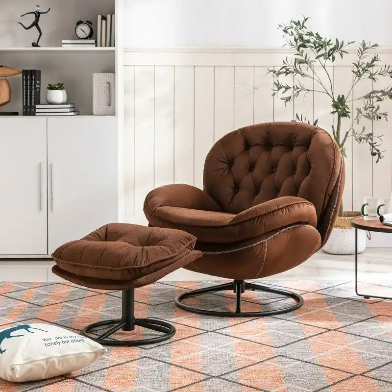 Fauteuil d'appoint gris avec repose-pieds, fauteuil TV, fauteuil de salon