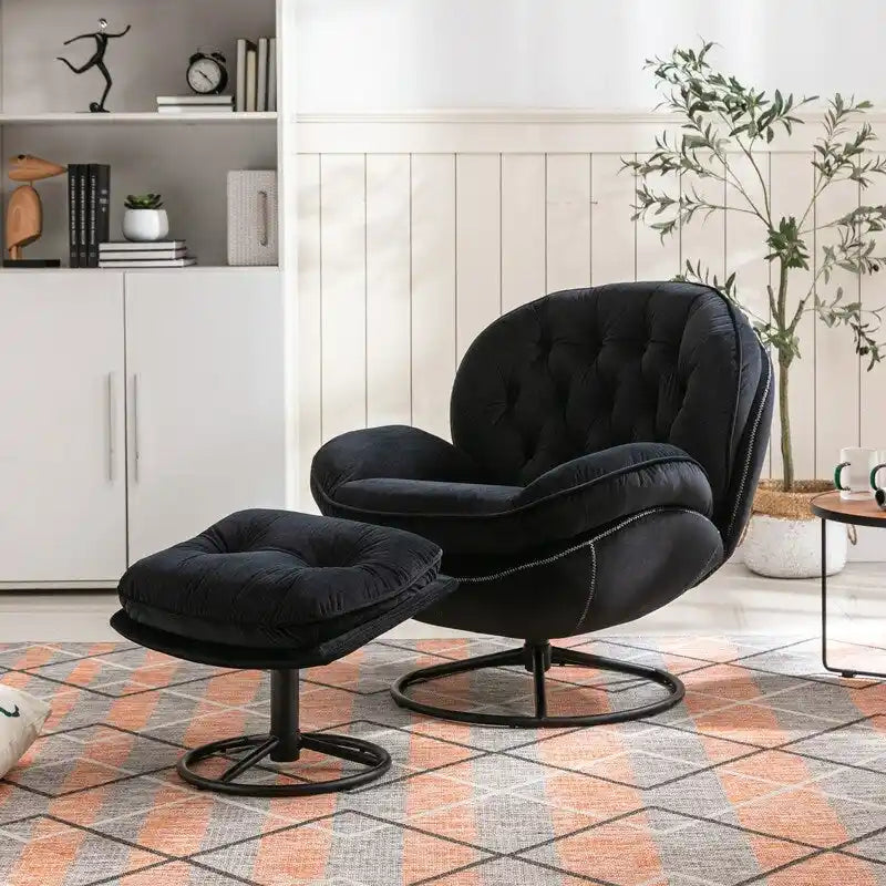 Fauteuil d'appoint gris avec repose-pieds, fauteuil TV, fauteuil de salon