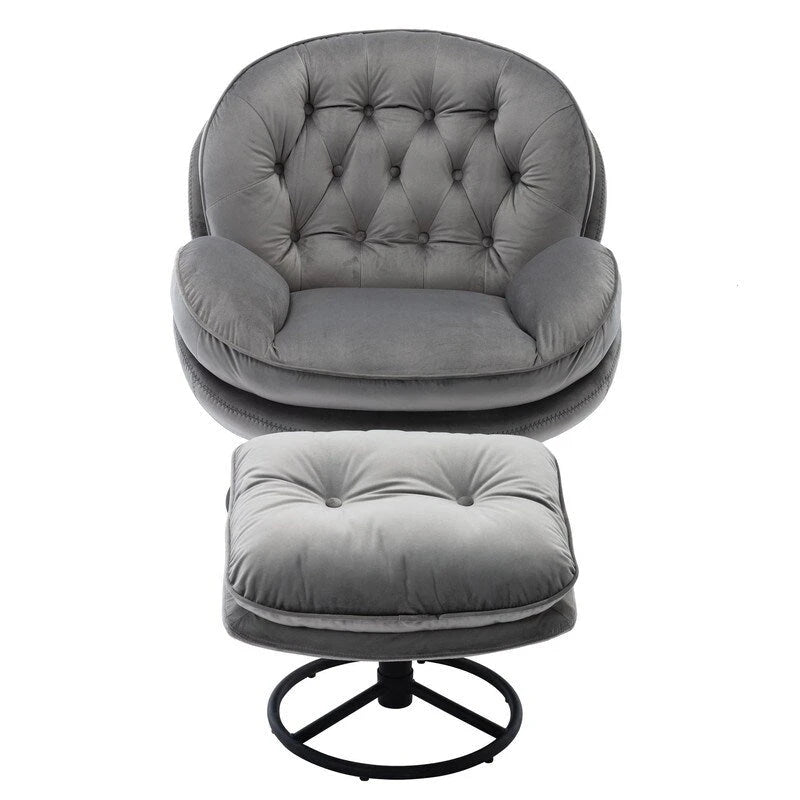 Fauteuil d'appoint gris avec repose-pieds, fauteuil TV, fauteuil de salon