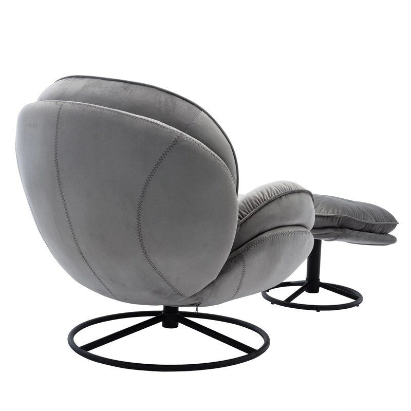 Fauteuil d'appoint gris avec repose-pieds, fauteuil TV, fauteuil de salon